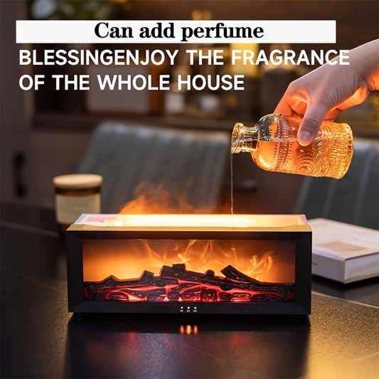 Fireplace Flame Air Diffuser Humidifier with 7-Color Changing Flame Effect