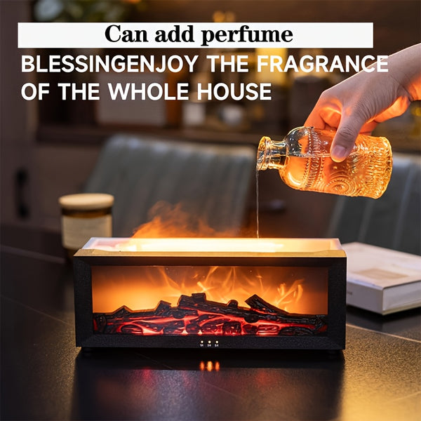 1pc Fireplace Flame Air Diffuser Humidifier with 7-Color Changing Flame Effect, USB-Powered Essential Oil Atomizer, Adjustable Timer, Soundwave technology Cool Mist, Portable for Home, Bedroom, Office & Yoga - Decorative Mist