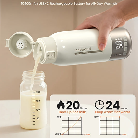 Portable Travel Warmer - Breast Milk And Water Dual Heating Mode, Portable Heater, Fast Heating Speed, Long Battery Life, 17 Ounces Large Capacity to Meet Your All-day Needs, Breastmilk Warmer Portable, Breast Milk Storage