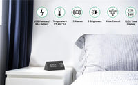 Wooden Alarm Clock Clock LED Time Display USB Charger Humidity and Temperature Detection Digital Alarm Clock For Bedside Table