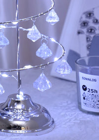 LED Christmas Tree Table Lamp Battery Power Modern Crystal Desk Decor Light Bedroom Living Room Christmas Gift Table Lights