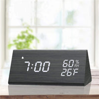 Wooden Alarm Clock Clock LED Time Display USB Charger Humidity and Temperature Detection Digital Alarm Clock For Bedside Table