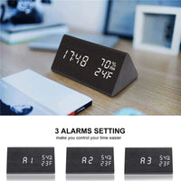 Wooden Alarm Clock Clock LED Time Display USB Charger Humidity and Temperature Detection Digital Alarm Clock For Bedside Table