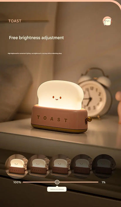 ins style toast maker night light creative bedroom bedside belt with timed light off charging LED desk lamp birthday gift