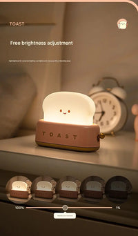 ins style toast maker night light creative bedroom bedside belt with timed light off charging LED desk lamp birthday gift