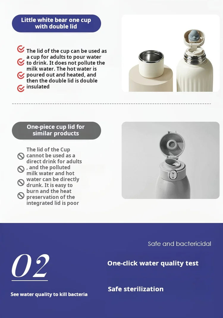 Baby Water Cup 500ml Rechargeable Heating Insulation Boiling Milk&Water