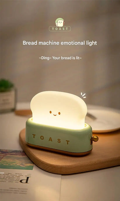 ins style toast maker night light creative bedroom bedside belt with timed light off charging LED desk lamp birthday gift