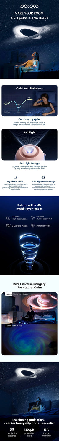 POCOCO Galaxy Projector Galaxy Light Projector Star Projector Night Light Lamp with High-Definition Soft Light for Children's