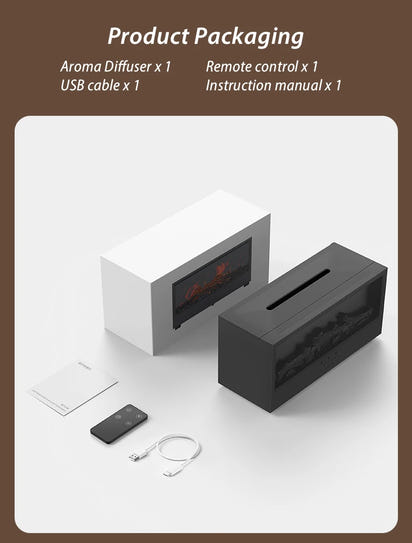 Simulated Fireplace Aroma Diffuser Essential Oil Flame Air Humidifier Remote Control Colorful Ambiance Night Light Creative Gift