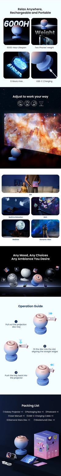 POCOCO Galaxy Projector Galaxy Light Projector Star Projector Night Light Lamp with High-Definition Soft Light for Children's