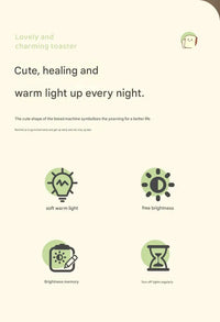 ins style toast maker night light creative bedroom bedside belt with timed light off charging LED desk lamp birthday gift