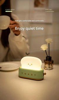 ins style toast maker night light creative bedroom bedside belt with timed light off charging LED desk lamp birthday gift