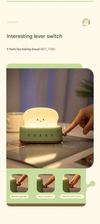 ins style toast maker night light creative bedroom bedside belt with timed light off charging LED desk lamp birthday gift