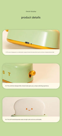 ins style toast maker night light creative bedroom bedside belt with timed light off charging LED desk lamp birthday gift