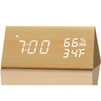 Wooden Alarm Clock Clock LED Time Display USB Charger Humidity and Temperature Detection Digital Alarm Clock For Bedside Table