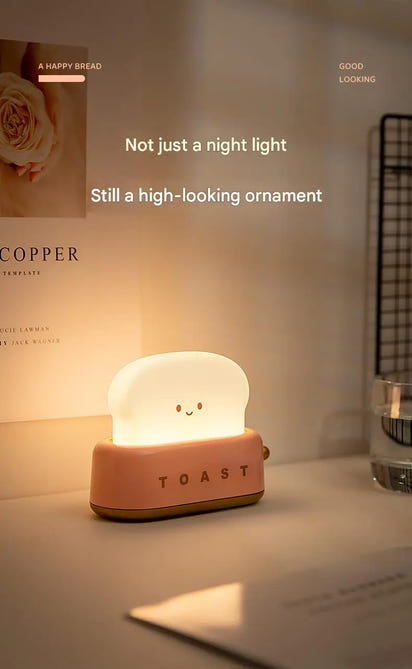 ins style toast maker night light creative bedroom bedside belt with timed light off charging LED desk lamp birthday gift