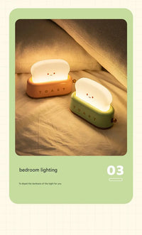 ins style toast maker night light creative bedroom bedside belt with timed light off charging LED desk lamp birthday gift