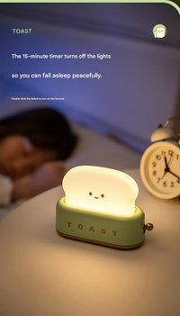ins style toast maker night light creative bedroom bedside belt with timed light off charging LED desk lamp birthday gift