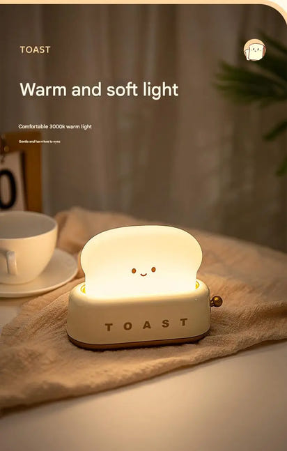 ins style toast maker night light creative bedroom bedside belt with timed light off charging LED desk lamp birthday gift