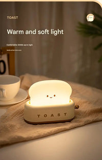 ins style toast maker night light creative bedroom bedside belt with timed light off charging LED desk lamp birthday gift