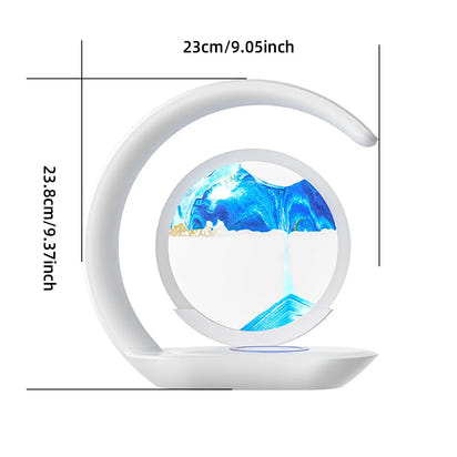 Quicksand Table Lamp Wireless Charging Desk Lamp 3D Hourglass Ornaments Sand Painting Night Light for Office Room Decoration